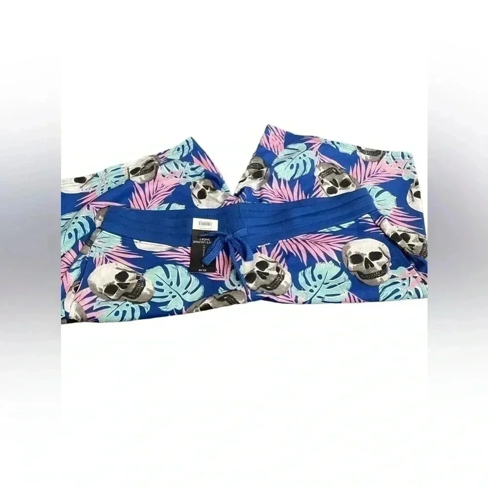 No Boundaries Men’s Lounge Shorts Tropical Palm Skulls Goth New